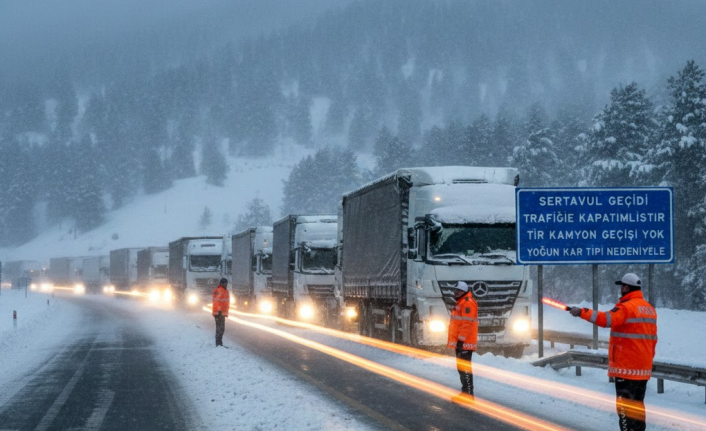 Sertavul Geçidi TIR ve Kamyon Trafiğine Kapatıldı: Karaman-Mersin Yolunda Kar Esareti